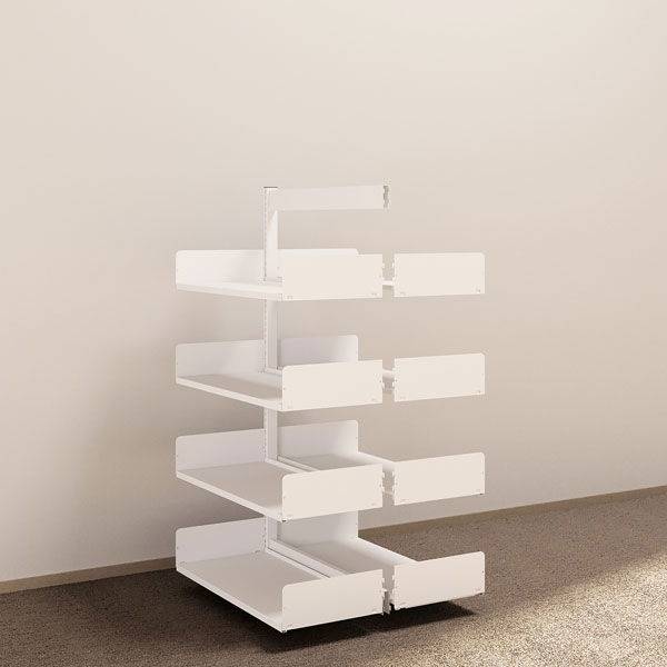 Kontorreol i st&aring;l til gulv 1600x900x400mm hvid tosidig p&aring;bygningssektion 