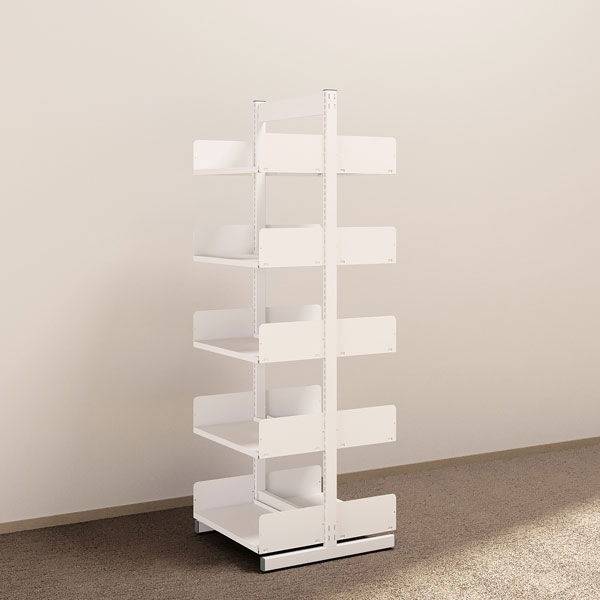 Kontorreol i st&aring;l til gulv 1900x600x300mm hvid tosidig grundsektion