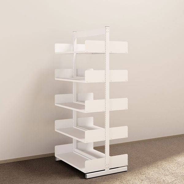 Kontorreol i st&aring;l til gulv 1900x900x300mm hvid tosidig grundsektion