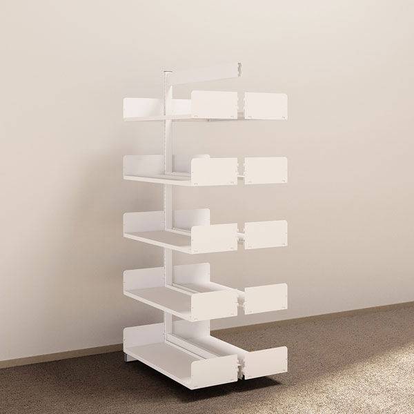 Kontorreol i st&aring;l til gulv 1900x900x300mm hvid tosidig p&aring;bygningssektion