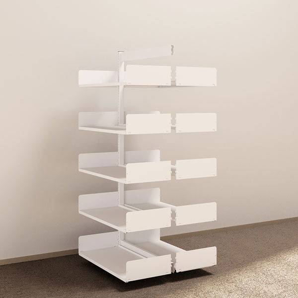 Kontorreol i st&aring;l til gulv 1900x900x400mm hvid tosidig p&aring;bygningssektion