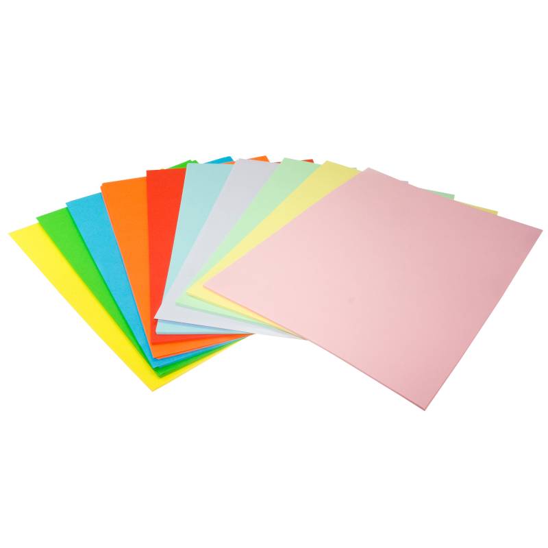 Kopipapir farvet A4 80g, pakke med 200 ark i 10 farver