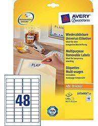 Avery aftagelige etiketter L4736Rev-25, 45,7x21,2mm 
