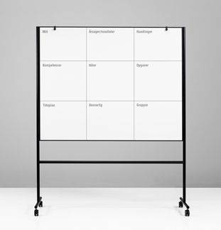 LEAN mobil whiteboard dobbeltsidet med tryk på 2 sider 150x120cm sort