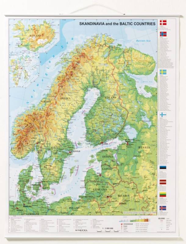 Naga Landkort over Skandinavien 97x67cm