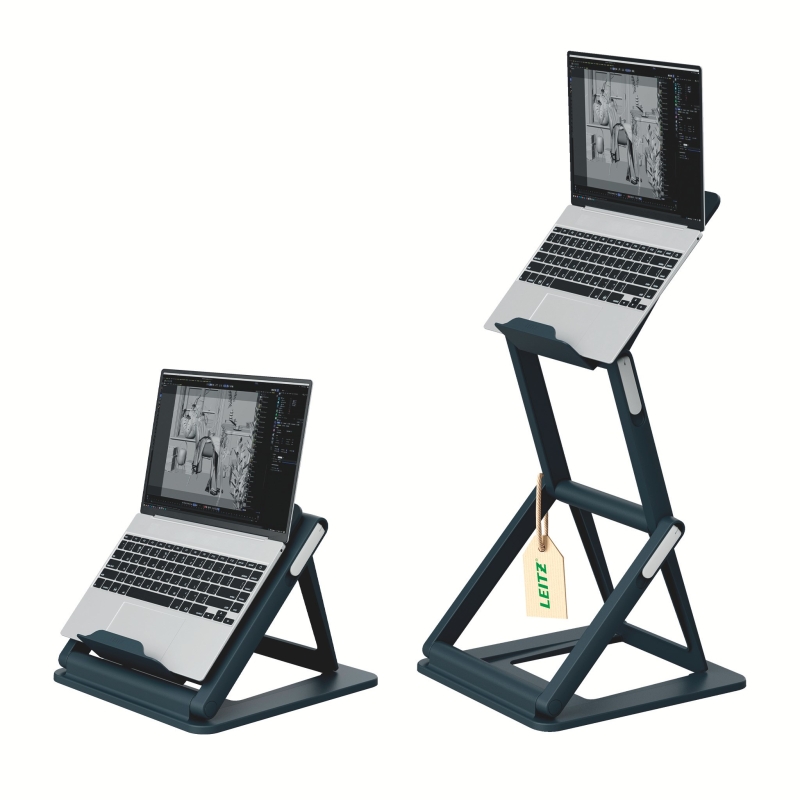 Leitz Ergo 2-i-1 h&aelig;ve-s&aelig;nke laptop riser til skrivebord gr&aring;
