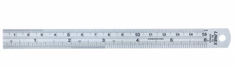 12 stk. Linex Sl15 Rustfri Stållineal Med Cm Og Tommer 15 Cm