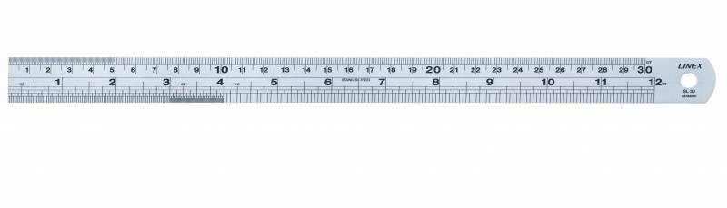 10 stk. Linex Sl30 Rustfri Stållineal Med Cm Og Tommer 30 Cm