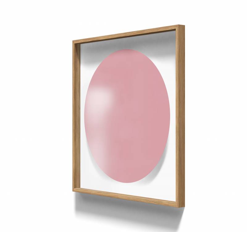 Lintex A01 circle glastavle med egetræsramme 100x100cm Blush, lyserød