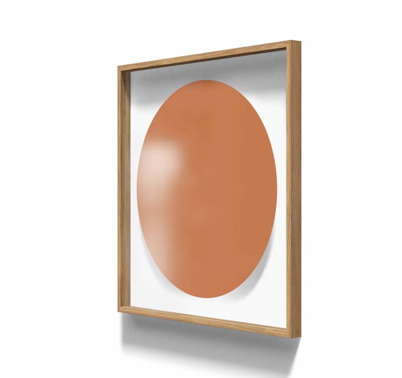 Lintex A01 circle glastavle med egetræsramme 100x100cm Brave, brændt orange