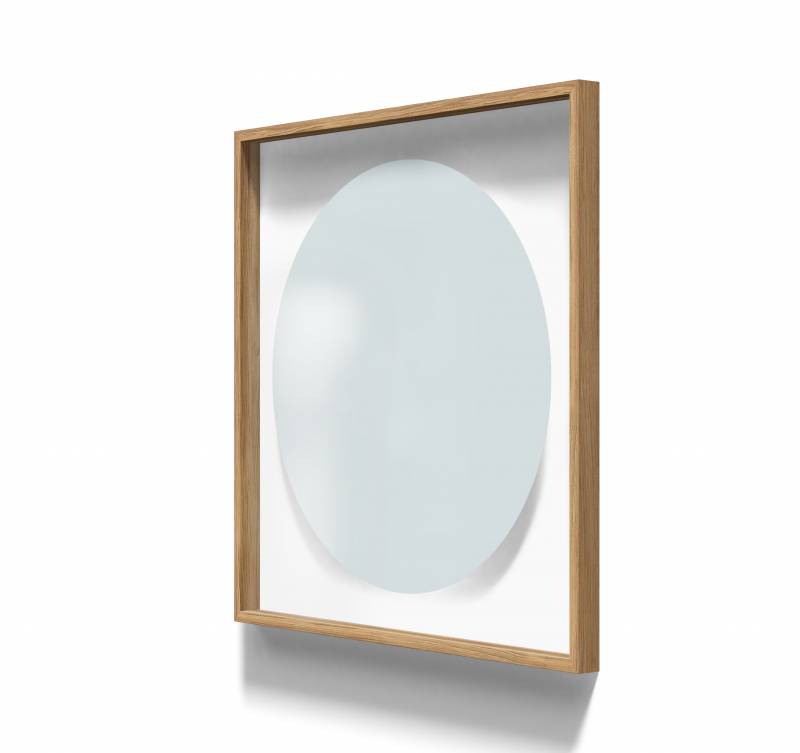 Lintex A01 circle glastavle med egetræsramme 100x100cm Crisp, dueblå