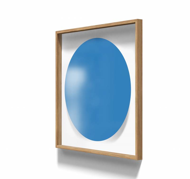 Lintex A01 circle glastavle med egetræsramme 100x100cm Daring, blå
