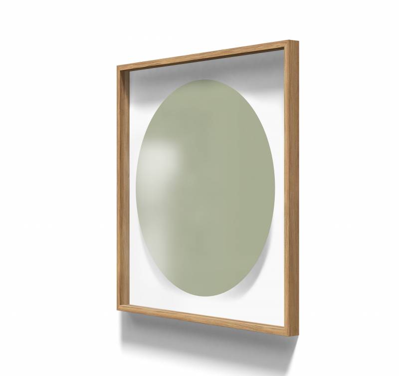 Lintex A01 circle glastavle med egetræsramme 100x100cm Fair, lys grøn