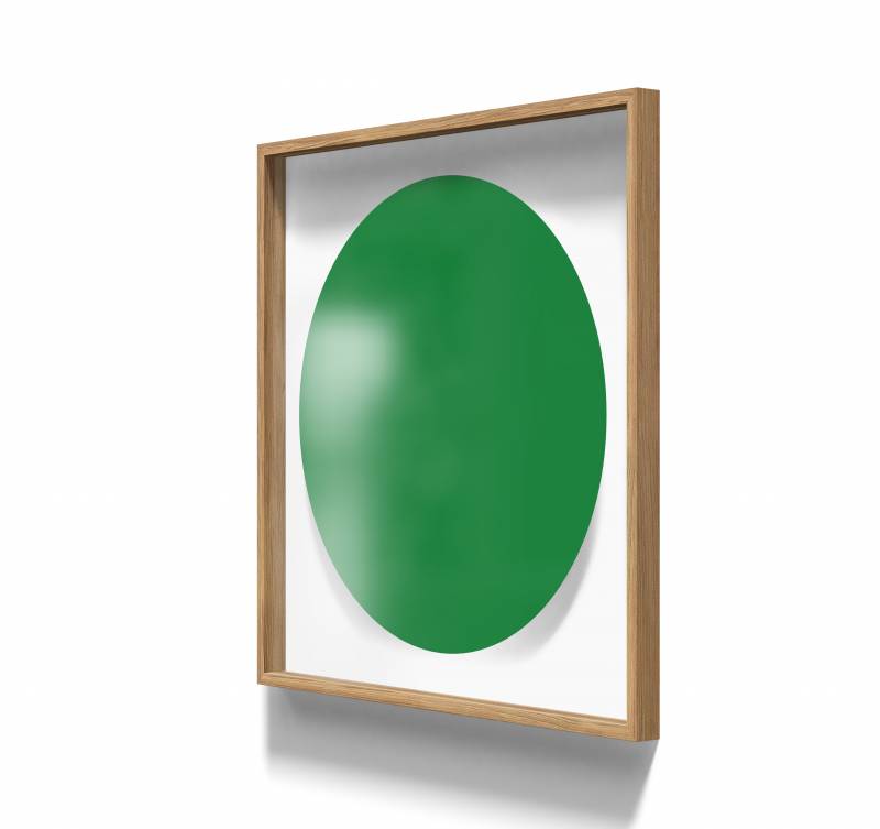 Lintex A01 circle glastavle med egetræsramme 100x100cm Fearless, grøn