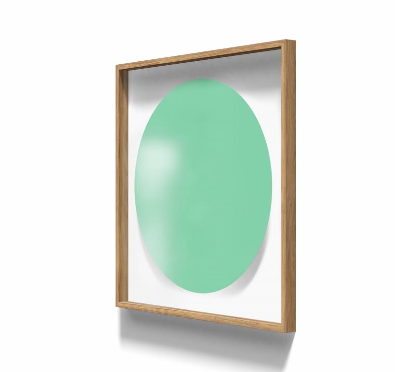Lintex A01 circle glastavle med egetræsramme 100x100cm Free, mint grøn