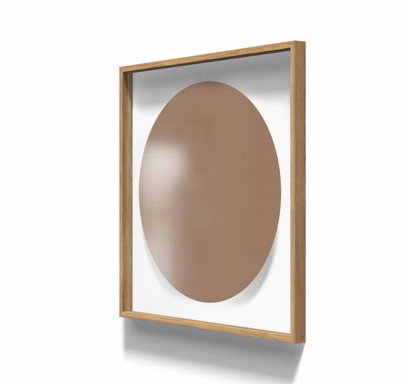 Lintex A01 circle glastavle med egetræsramme 100x100cm Humble, mokka