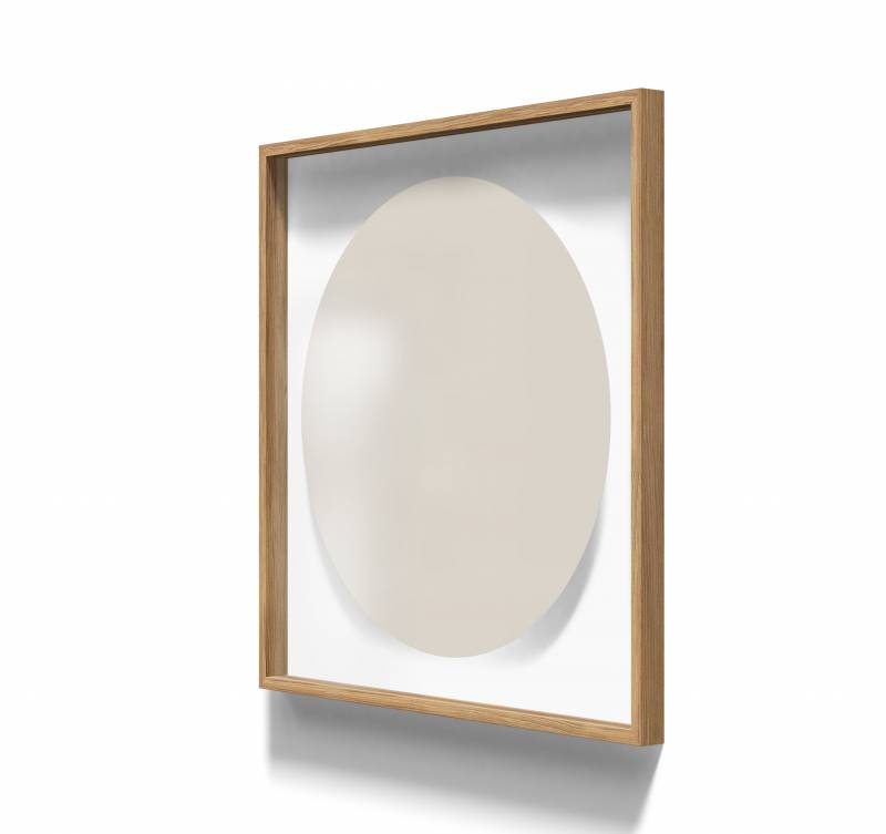 Lintex A01 circle glastavle med egetræsramme 100x100cm Lazy, lys brun