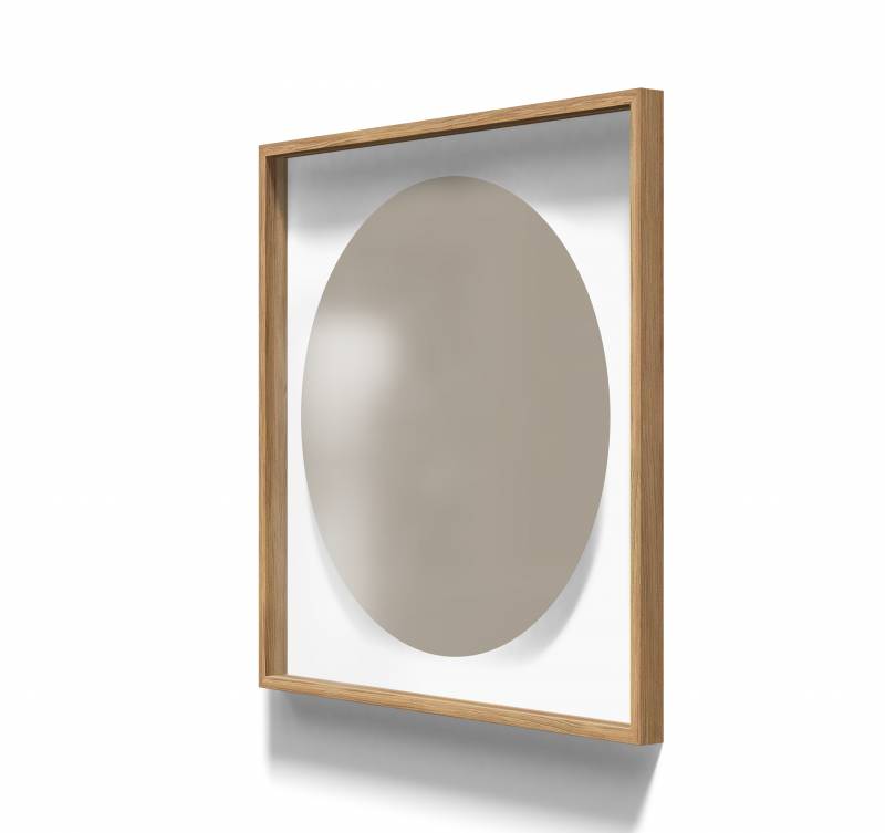 Lintex A01 circle glastavle med egetræsramme 100x100cm Lonely, mørk brun