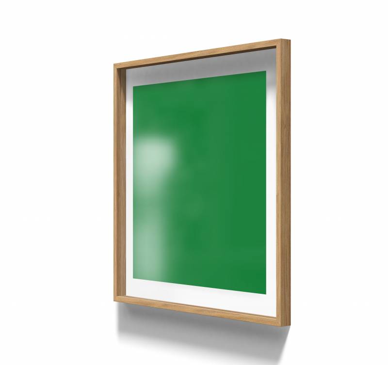 Lintex A01 glastavle med egetræsramme 100x100cm Fearless, grøn