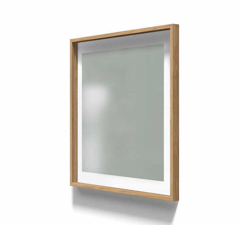Lintex A01 glastavle med egetræsramme 100x100cm Frank, grågrøn