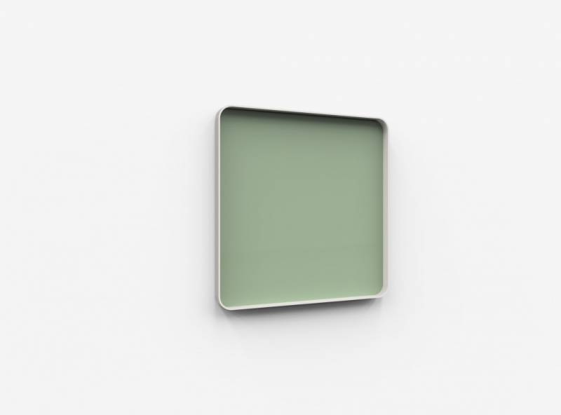 Lintex Frame Wall Silk glastavle med grå ramme 100x100cm Gentle, støvet grøn