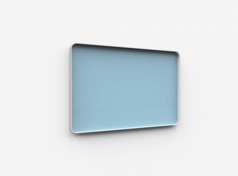 Lintex Frame Wall Silk glastavle med grå ramme 150x100cm Calm, lys blå