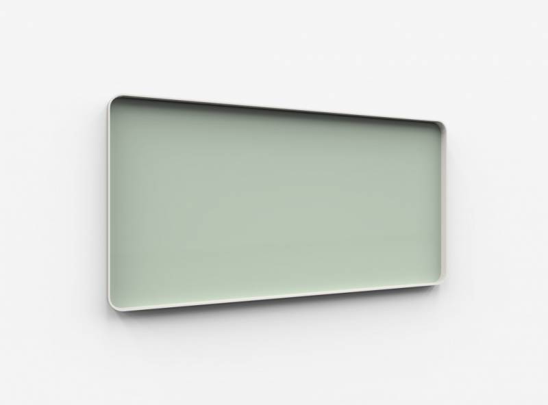 Lintex Frame Wall Silk glastavle med grå ramme 200x100cm Fair, lys grøn