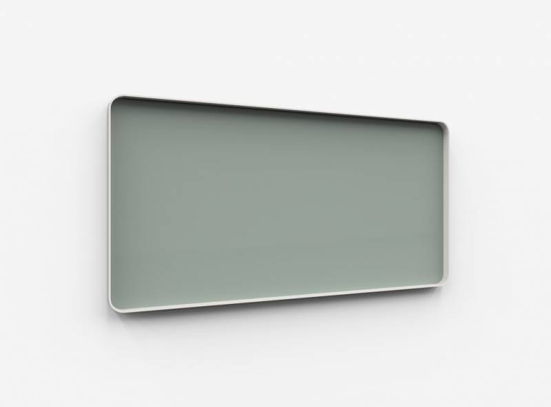 Lintex Frame Wall Silk glastavle med grå ramme 200x100cm Frank, grågrøn