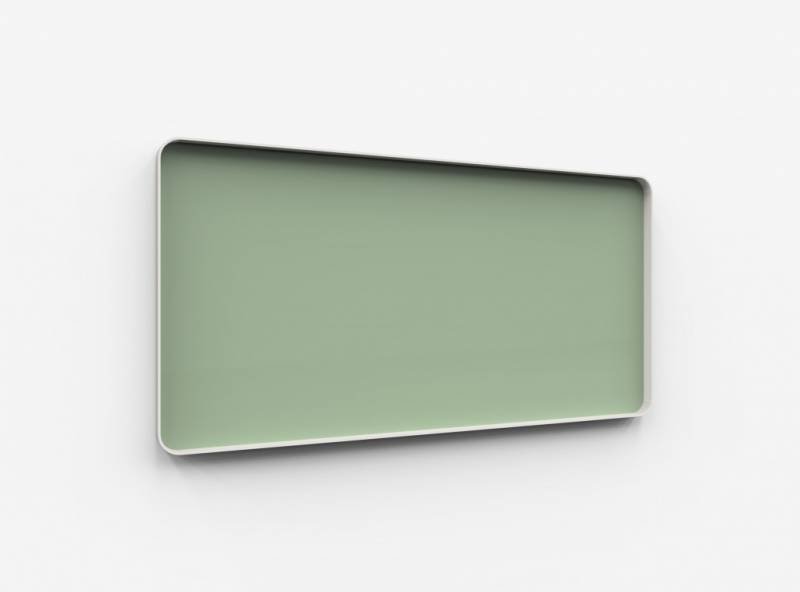 Lintex Frame Wall Silk glastavle med grå ramme 200x100cm Gentle, støvet grøn