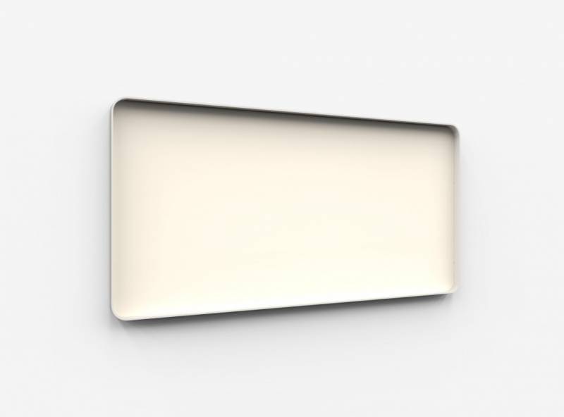 Lintex Frame Wall Silk glastavle med grå ramme 200x100cm Pale, råhvid