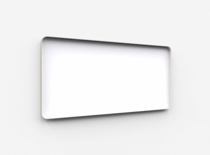 Lintex Frame Wall Silk glastavle med grå ramme 200x100cm Pure, hvid