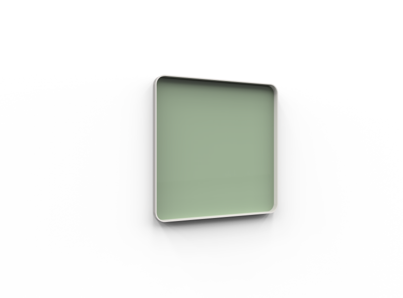 Lintex Frame Wall glastavle med grå ramme 100x100cm Gentle, støvet grøn