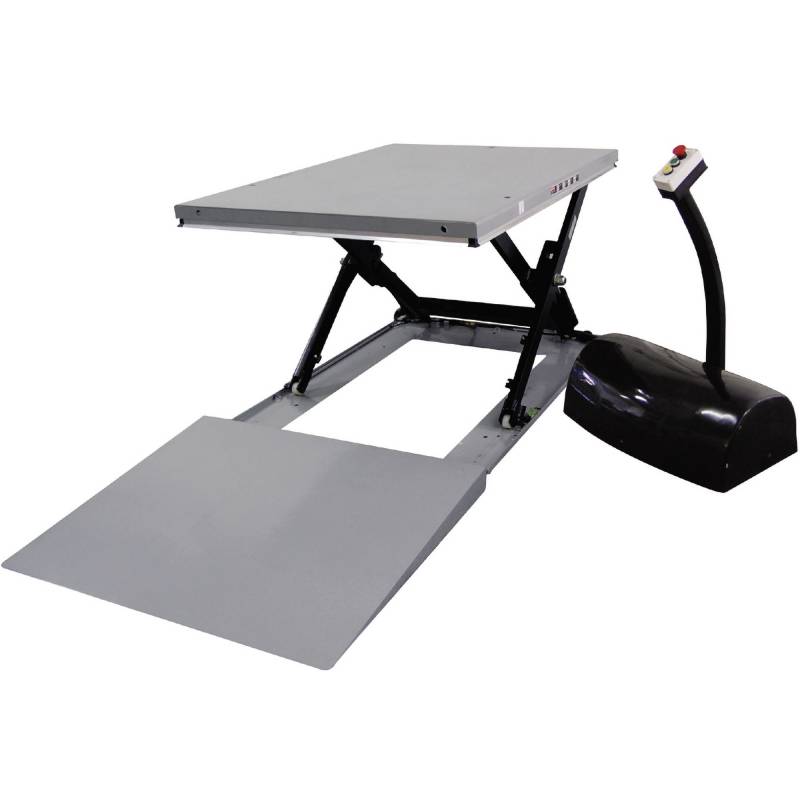 Løftebord lavprofil med rampe 114x142 cm - kapacitet 1000 kg