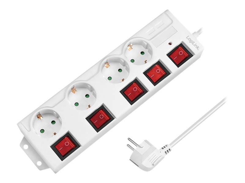 LogiLink Stikdåse 4-stik 16A 1.5meter Rød Hvid