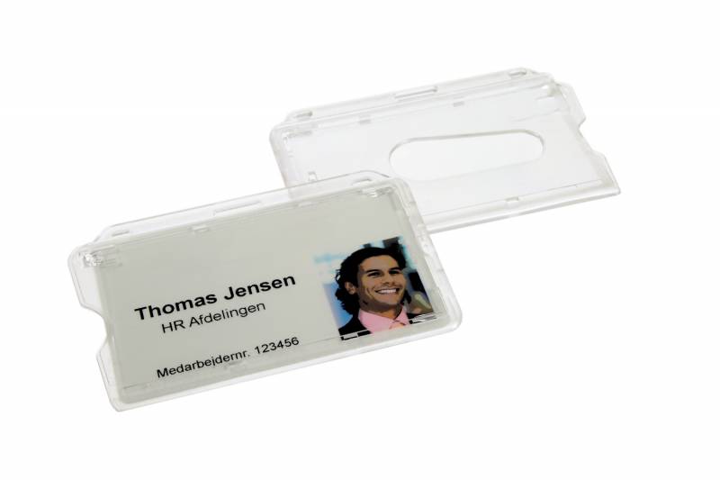 Lukket ID-korholder med fingerhul 54x86mm glasklar