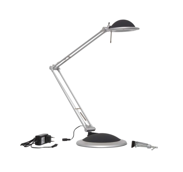MAULbusiness LED skrivebordslampe med fod og klemme s&oslash;lv