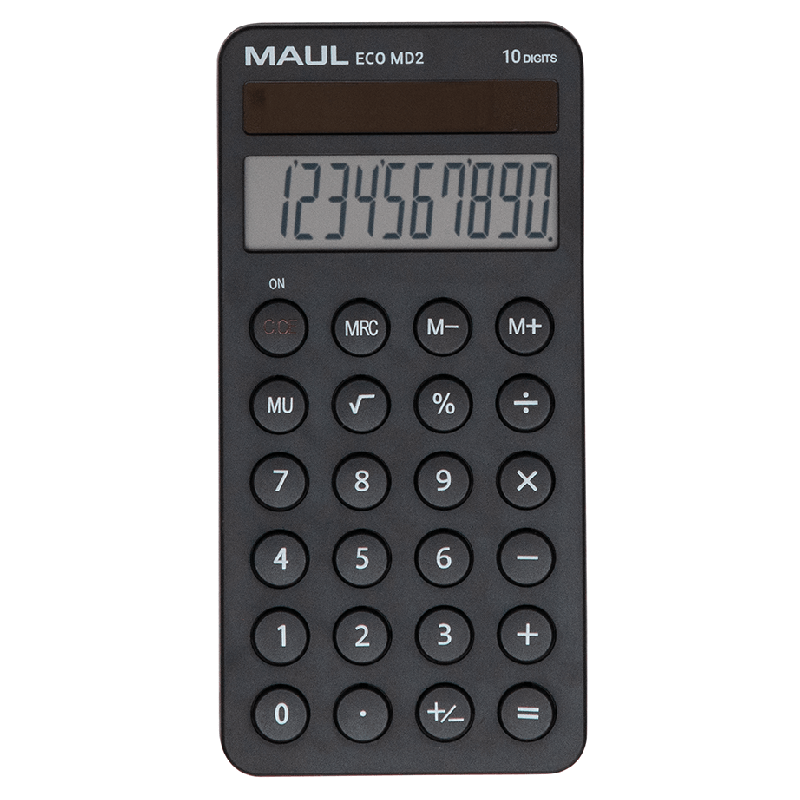 Maul ECO MD 2 lommeregner 10 cifre med solceller sort