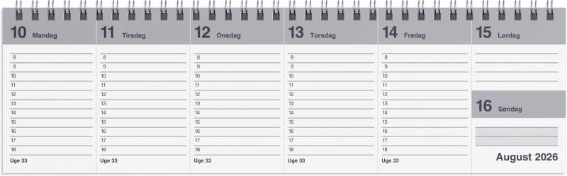 Mayland 2026 Dag-uge bordkalender grå PP-plast 26130000