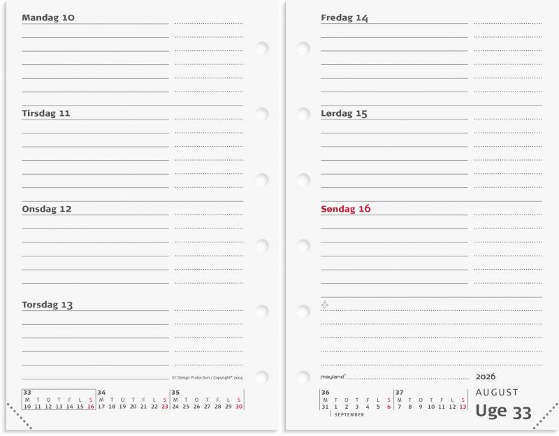 Mayland 2026 System Mini ugekalender tværformat REFILL 26355100