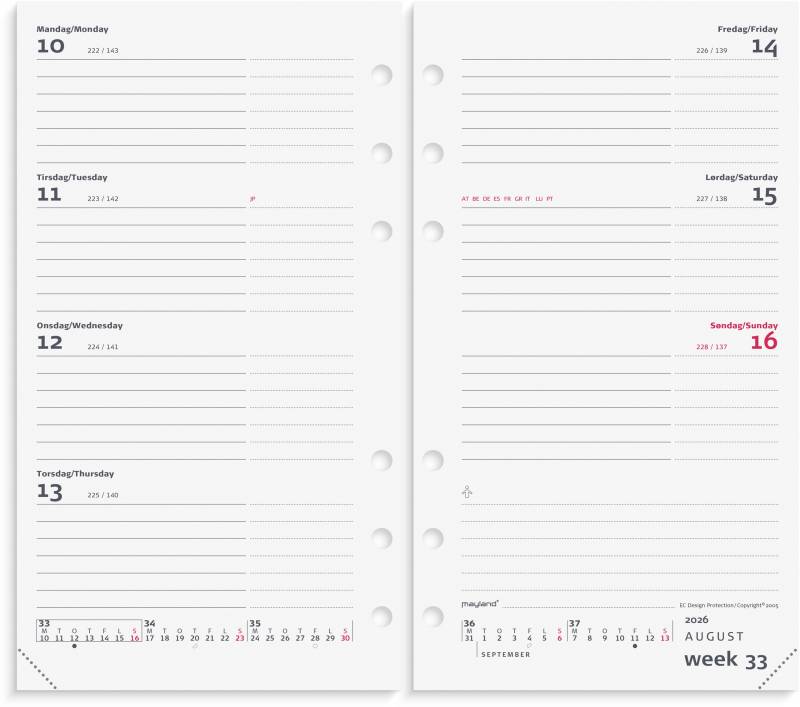 Mayland 2026 System PP International ugekalender tværformat REFILL 26276500