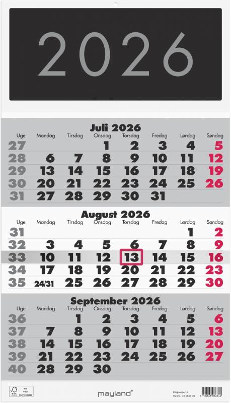 Mayland 2026 Vægkalender Triplanner 26066640