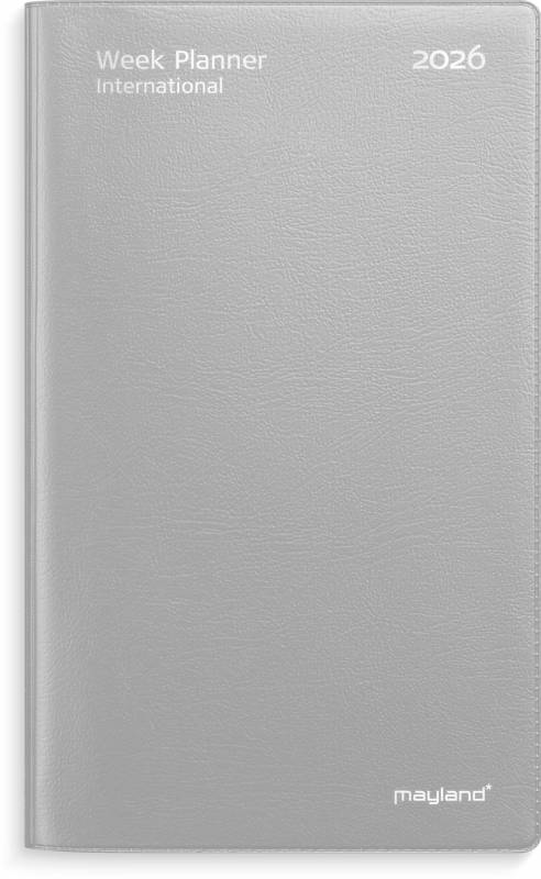 Mayland 2026 Week Planner International tværformat sølv vinyl 26085400