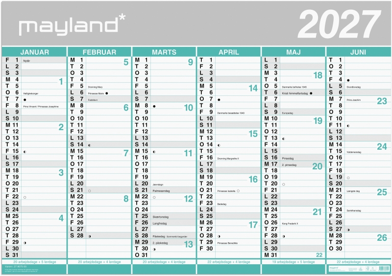 Mayland 26/27 Studie k&aelig;mpekalender 100x70cm 27807500