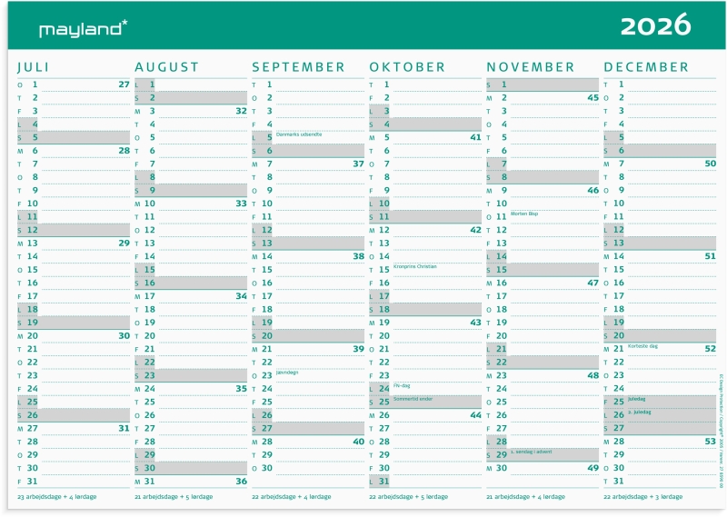 Mayland Studie kartonkalender A4 2026/2027 27859000