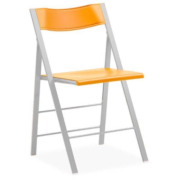 Mini plast klapstol orange med gråt stel