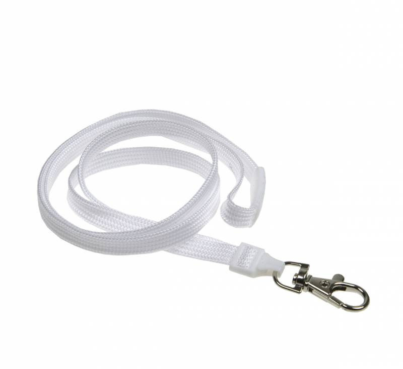 N&oslash;glesnore med karabinhage, B10xL900 mm Hvid