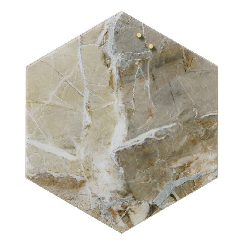 Naga Hexagonal glastavle 42x48,5cm beige marmor