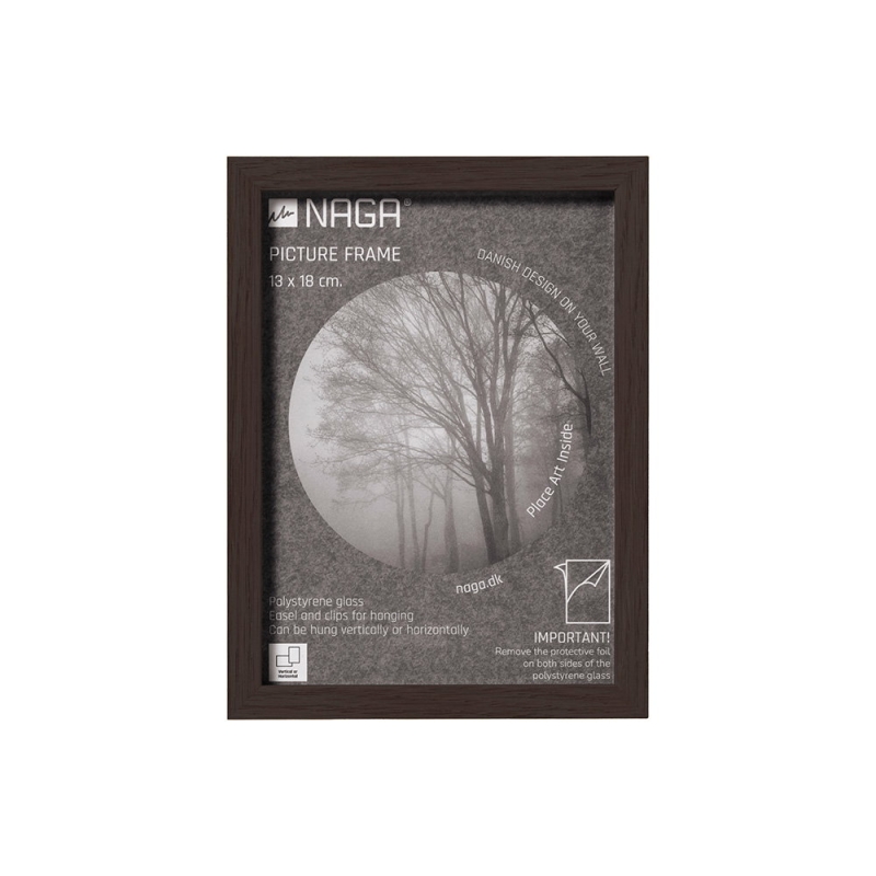 Naga fotoramme 13x18cm med ramme i massivt m&oslash;rkt egetr&aelig;