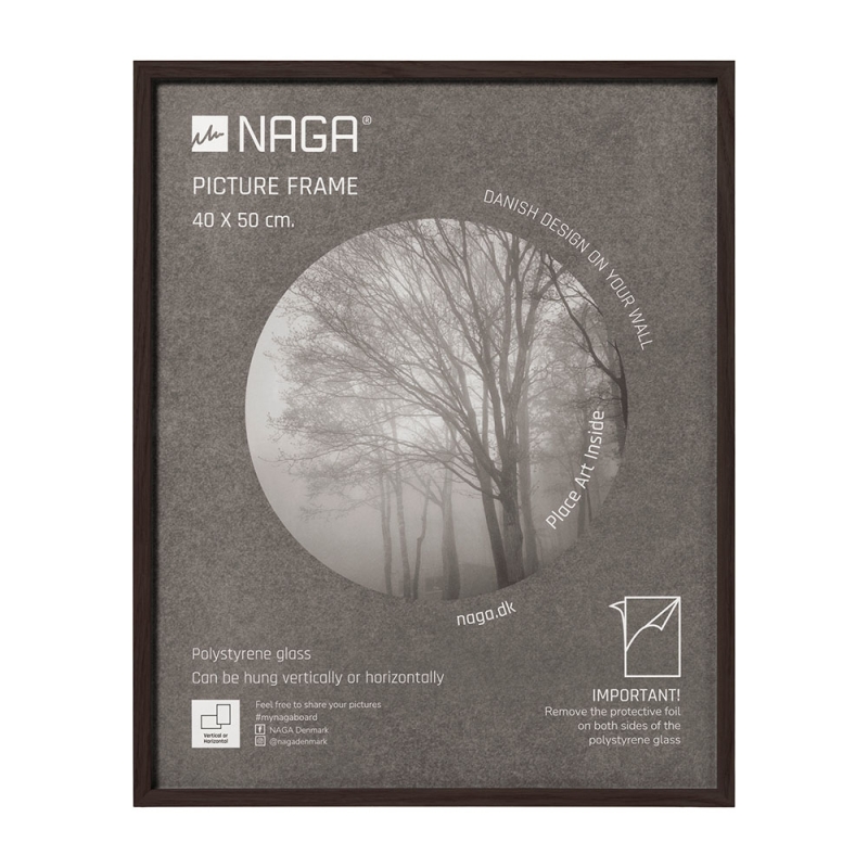 Naga fotoramme 40x50cm med ramme i massivt m&oslash;rkt egetr&aelig;