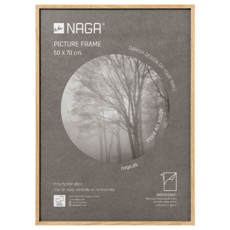 Naga fotoramme 50x70cm med ramme i massivt FSC egetræ
